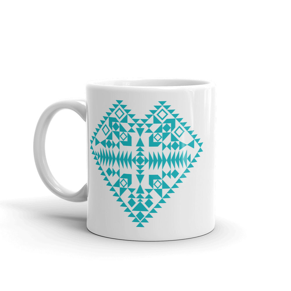 Turquoise Aztec Heart Mug