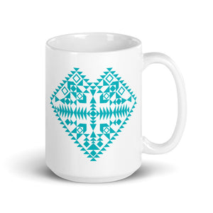 Turquoise Aztec Heart Mug