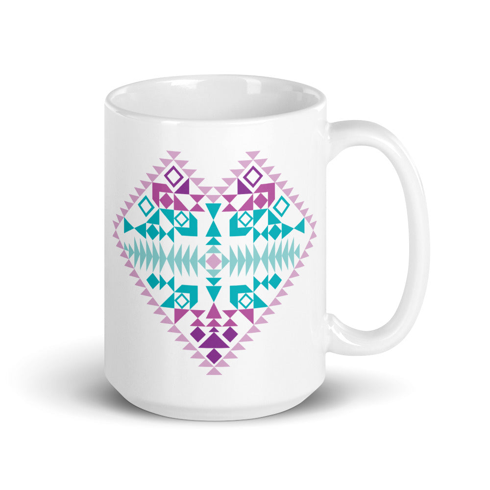 Multiple Colored Aztec Heart Mug