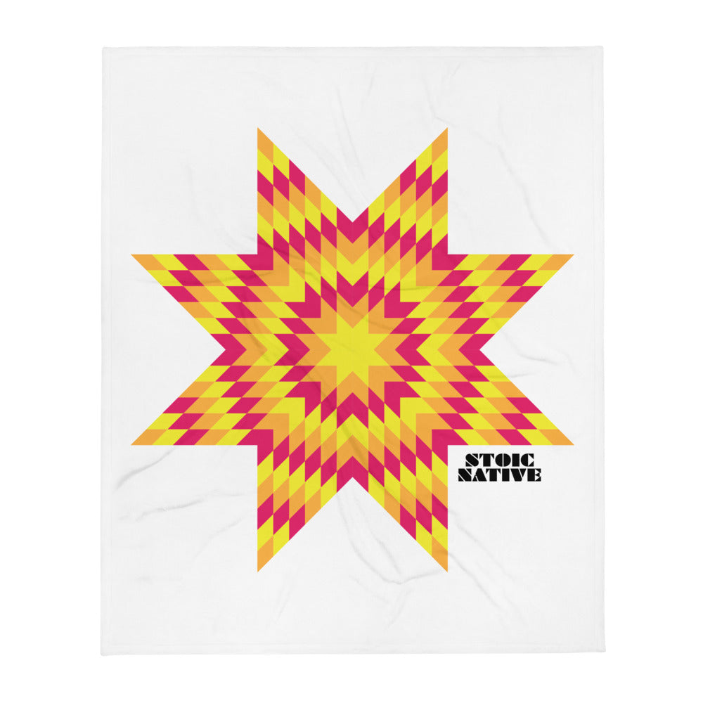 Yellow Red Star Throw Blanket