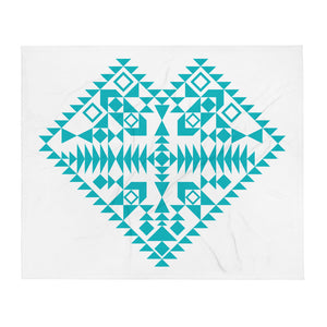 Blue Aztec Heart Throw Blanket