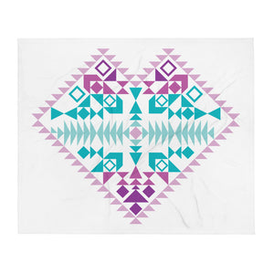Multi- Colored Aztec Heart Throw Blanket