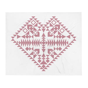 Pink Aztec Heart Throw Blanket