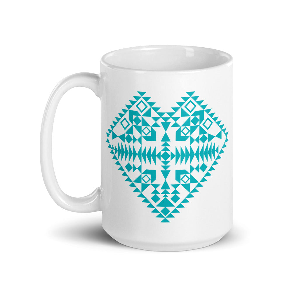 Turquoise Aztec Heart Mug