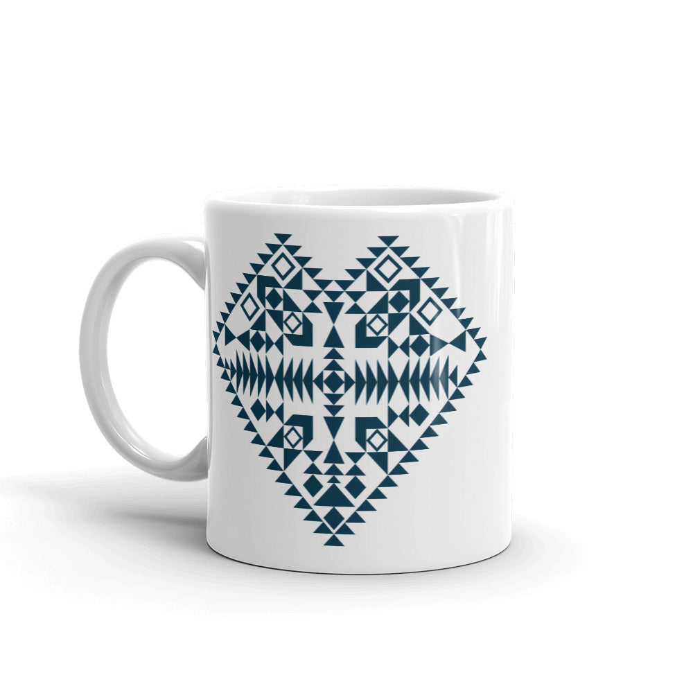 Dark Blue Aztec Heart Mug